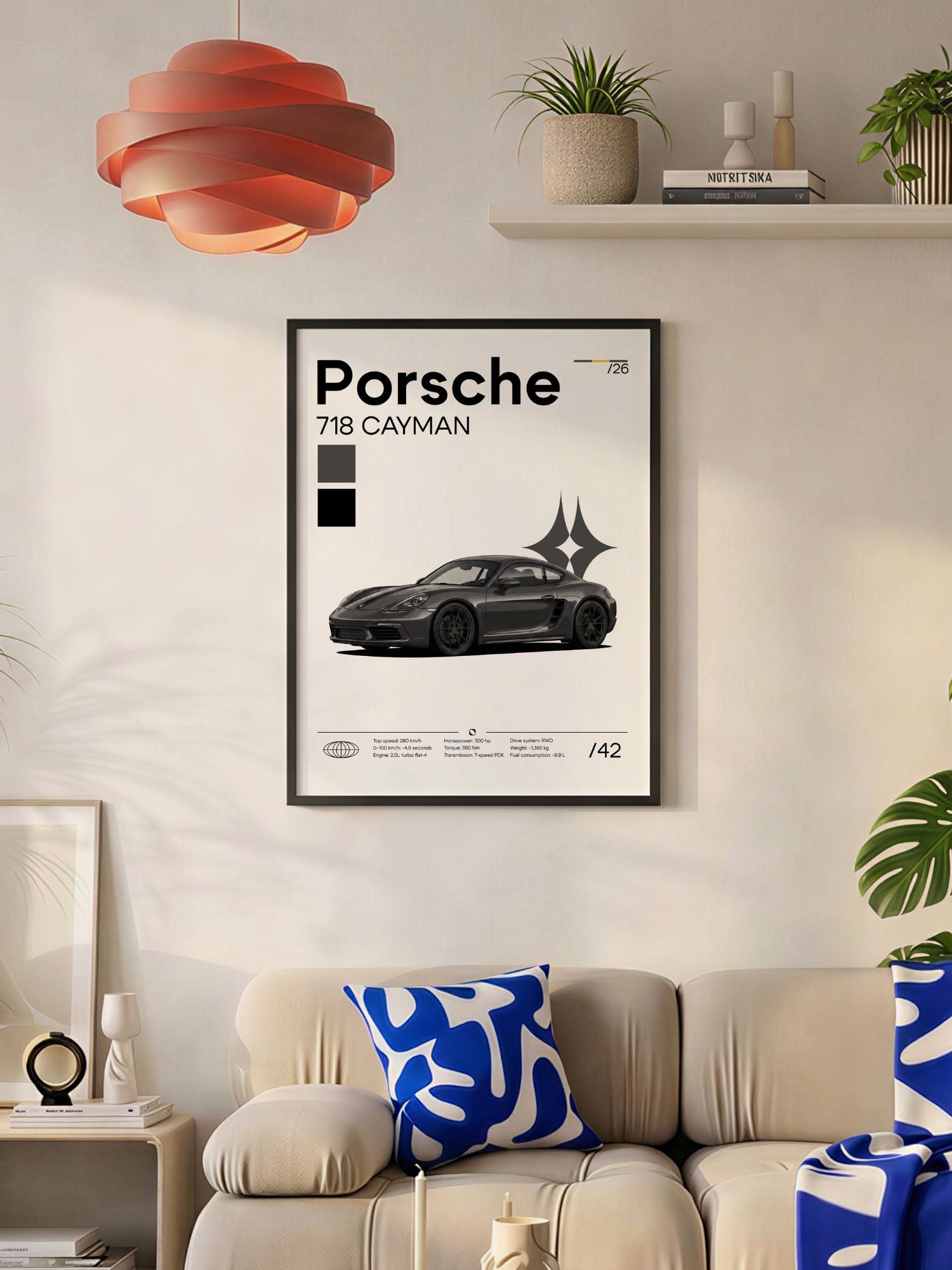 Poster Porsche 718 Cayman (Dark-Graphite)