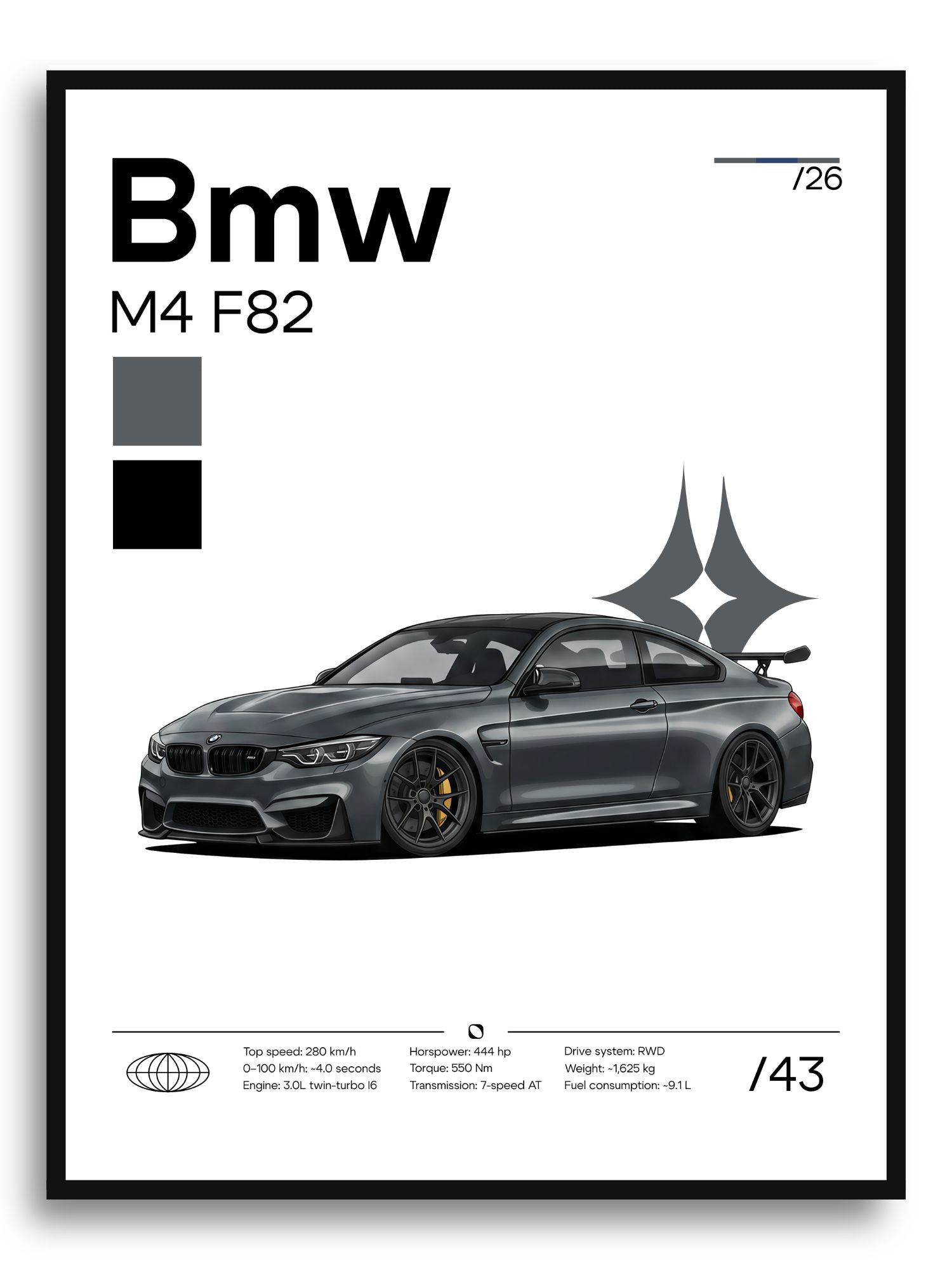 Poster Bmw M4 F82 (Graphite)