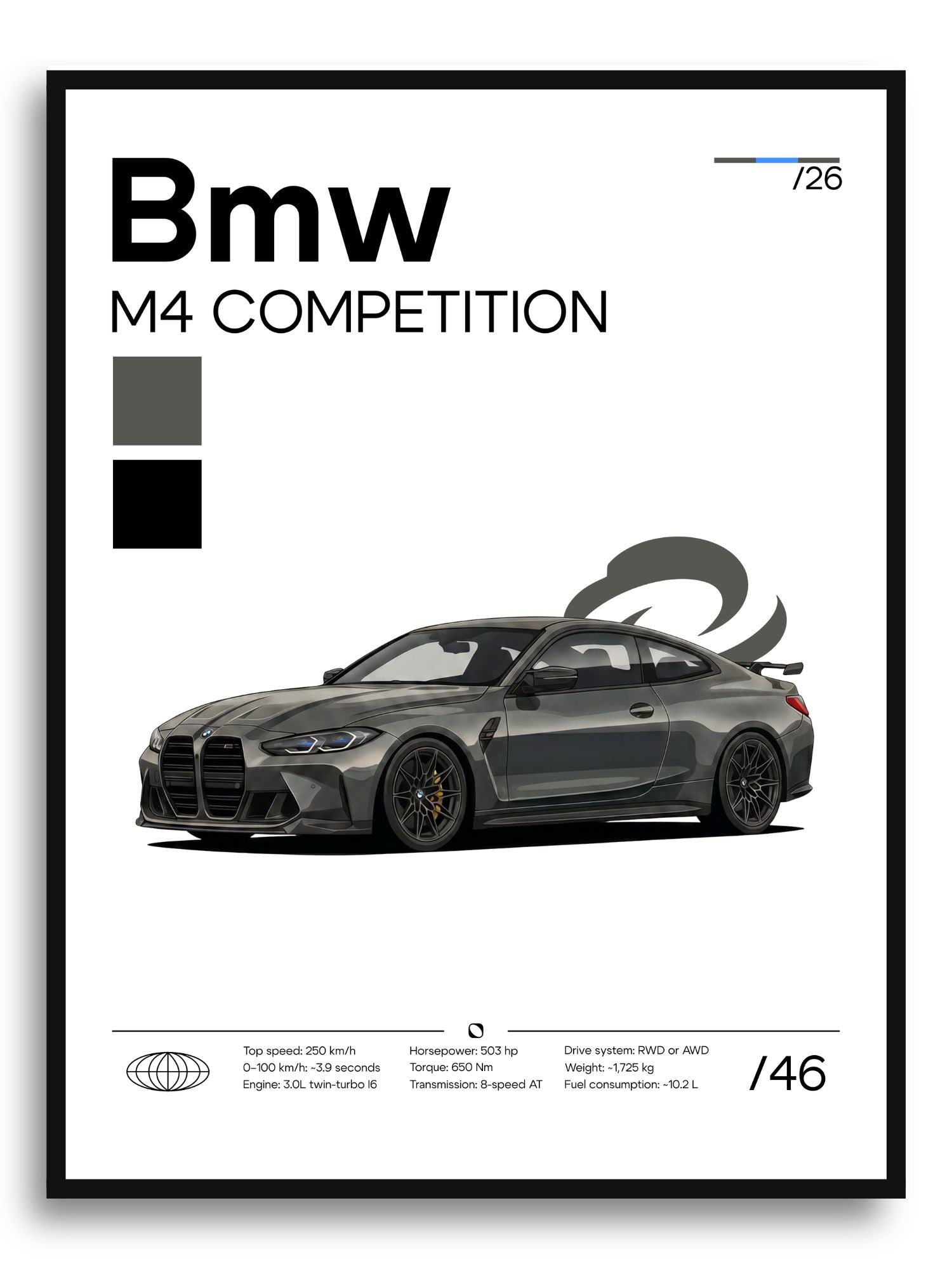Poster Bmw M4 Competition (Graphite)