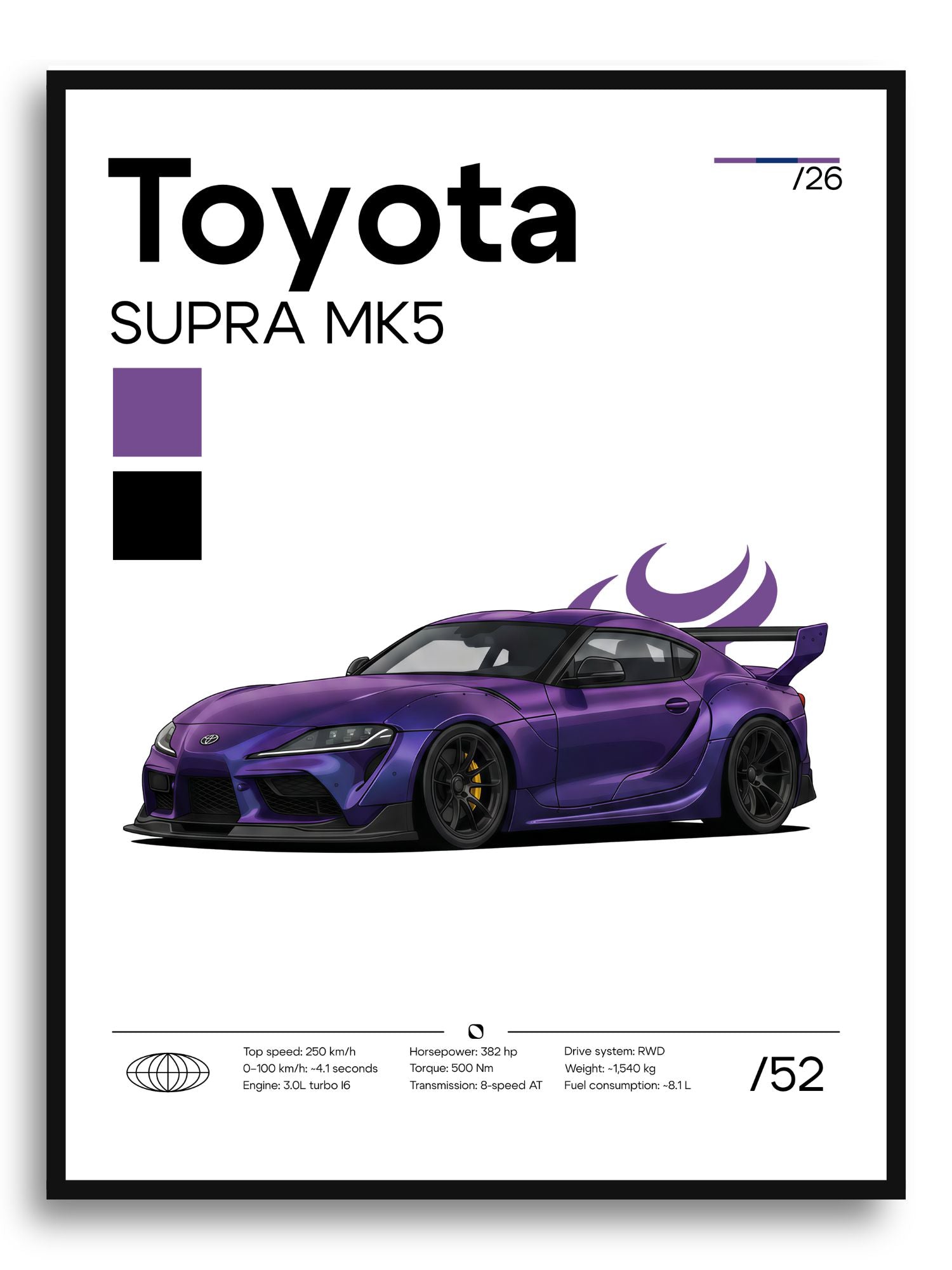 Poster Toyota Supra MK5 (Violet-Purple)