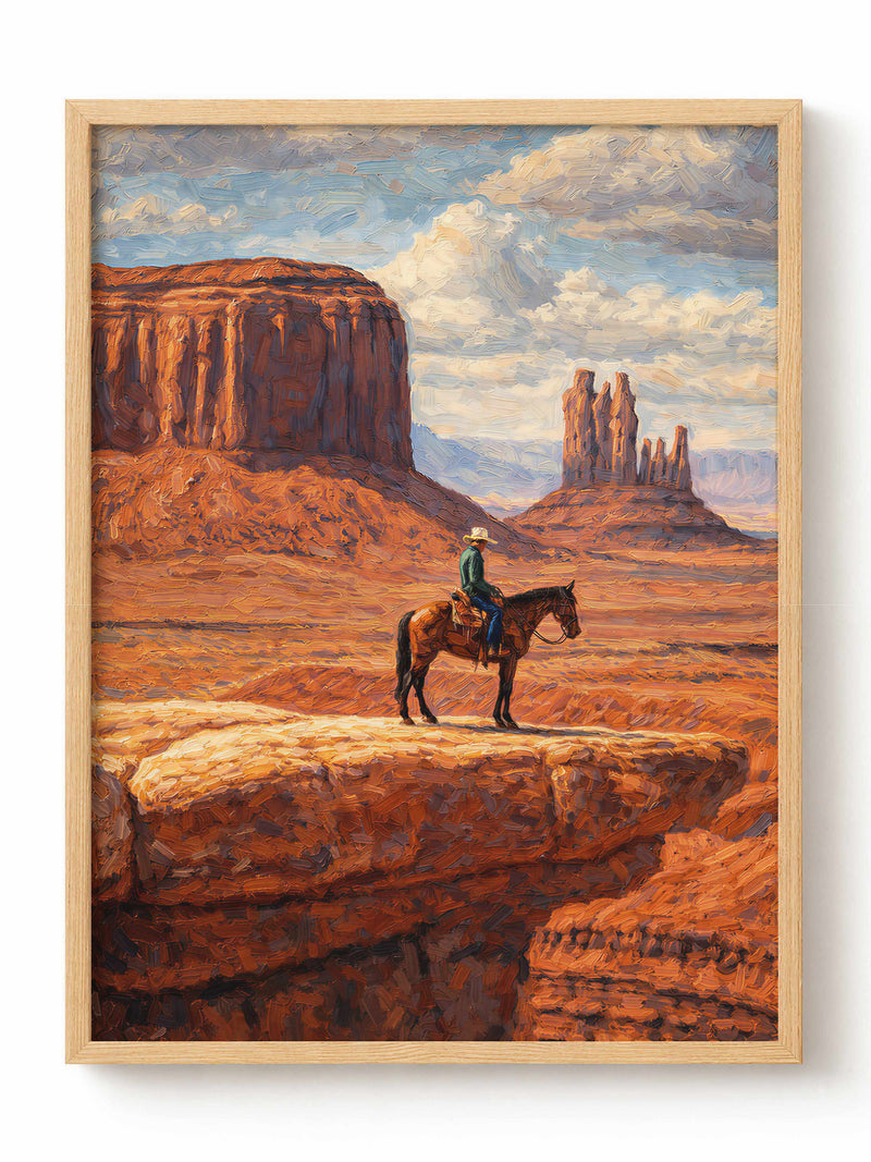 Cowboy in Monument Valley Poster