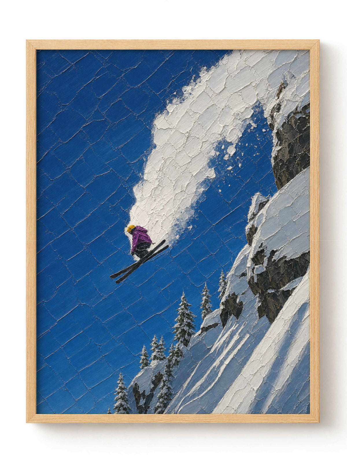 Mountain Cliff Jump Skier Poster