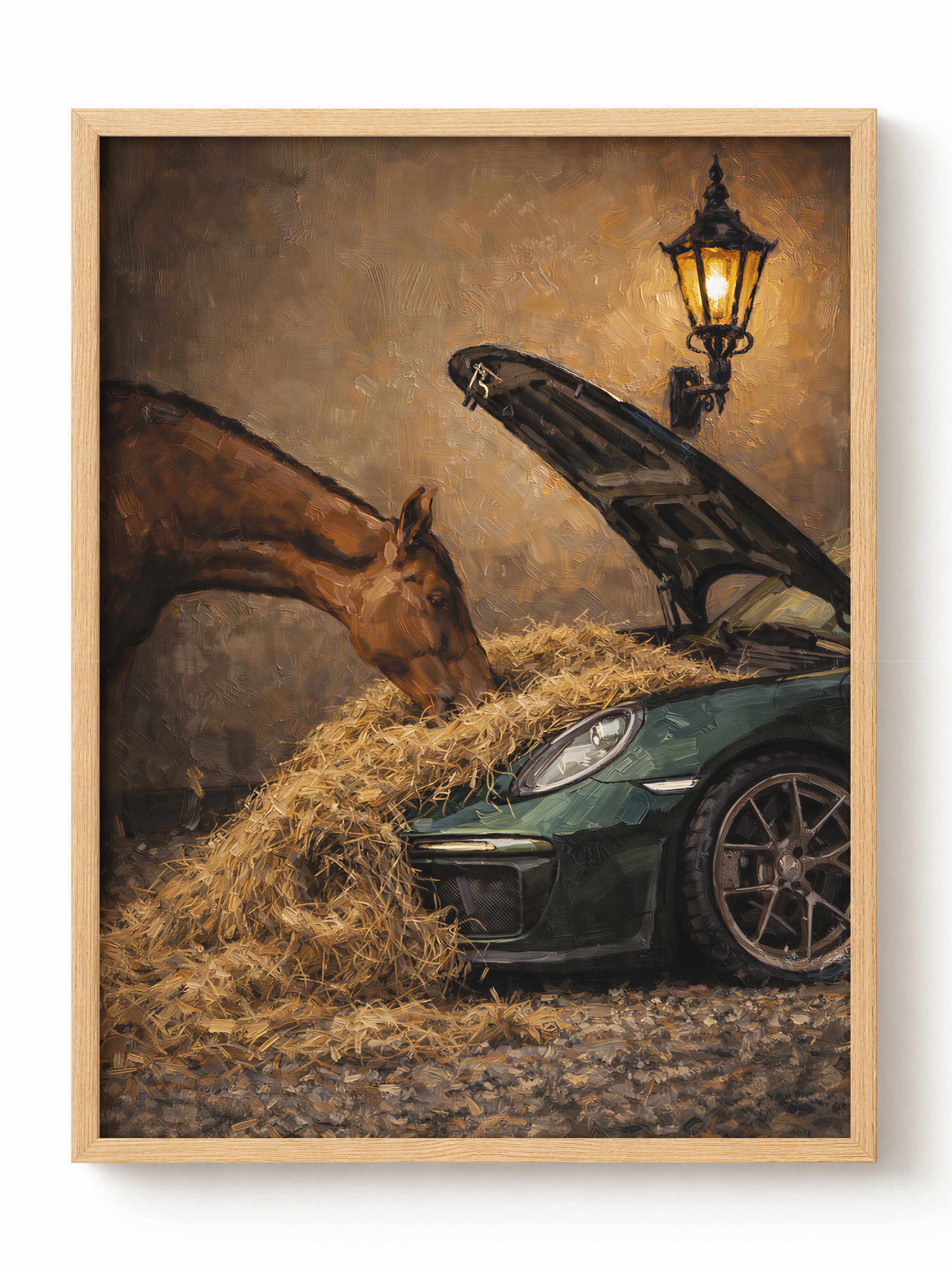 Horse & Green Porsche Barn Poster