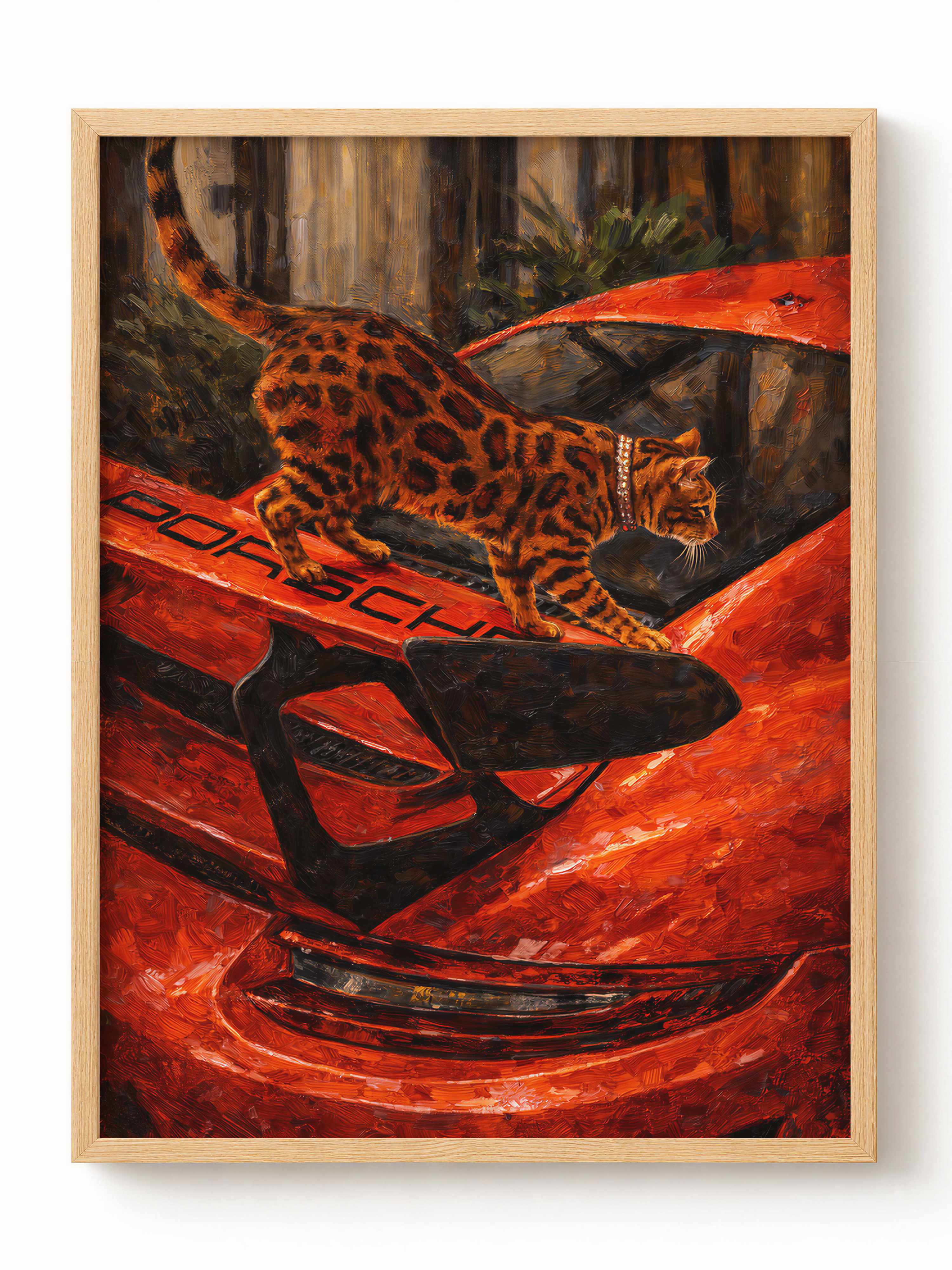 Bengal Cat Red Porsche Poster