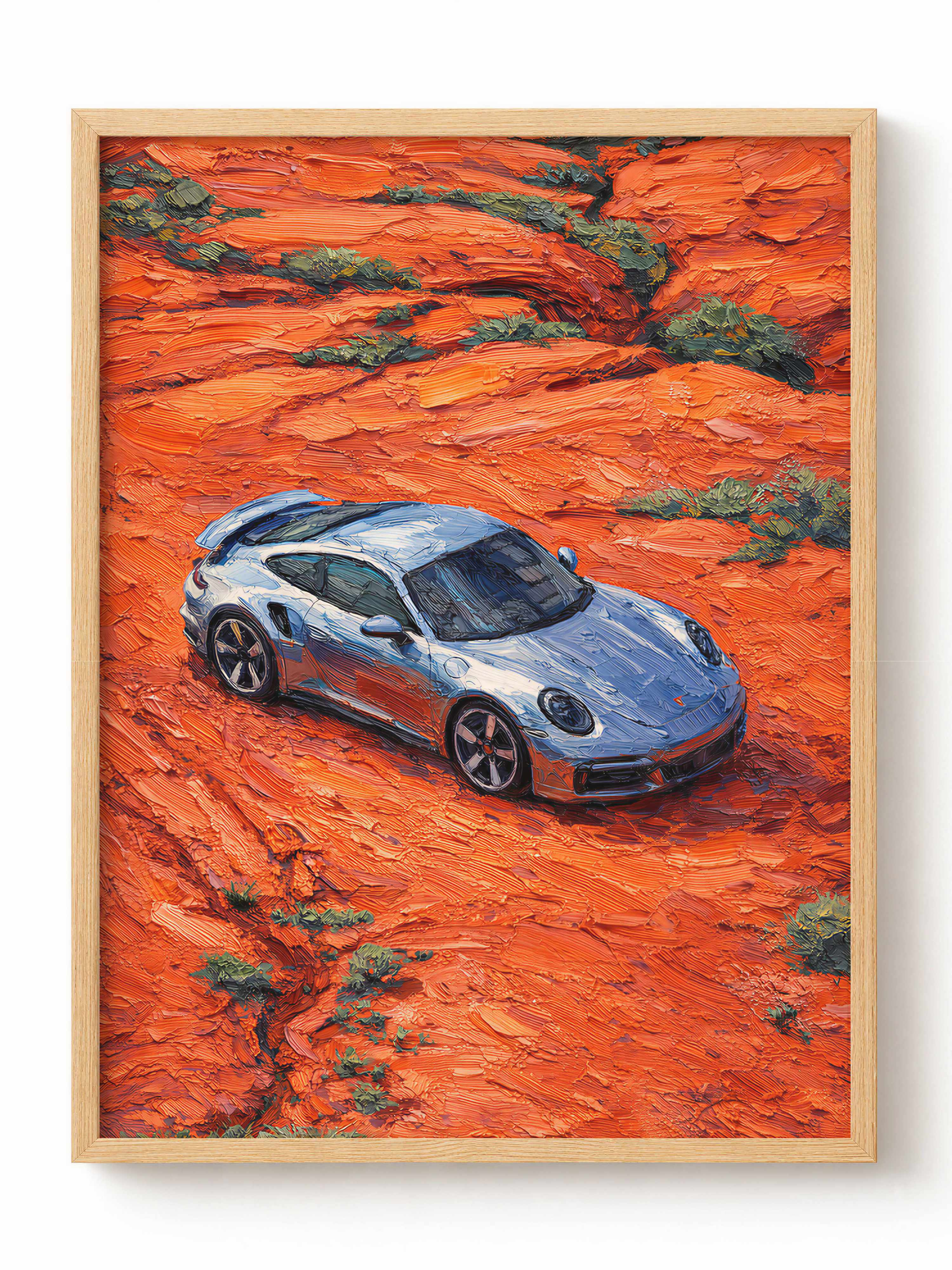 Silver Porsche Red Canyon Poster