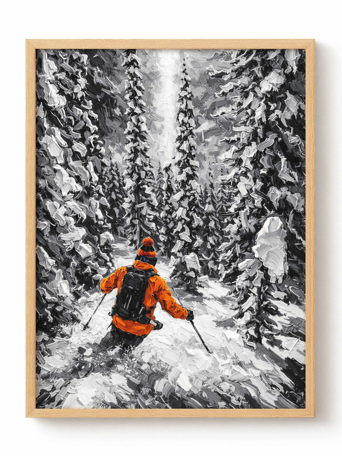 Skier in Snowy Forest Poster