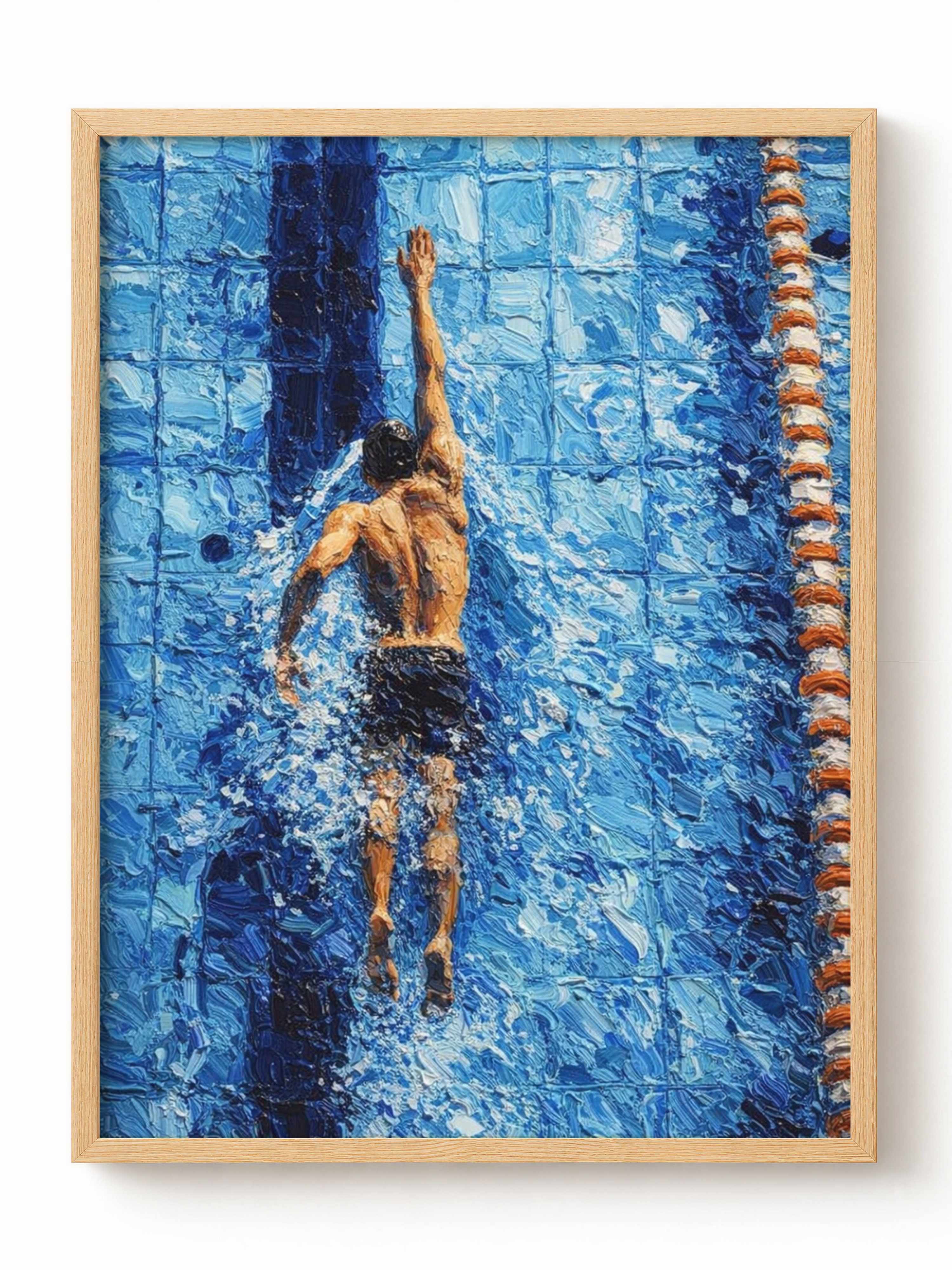 Swimmer in Blue Pool Poster