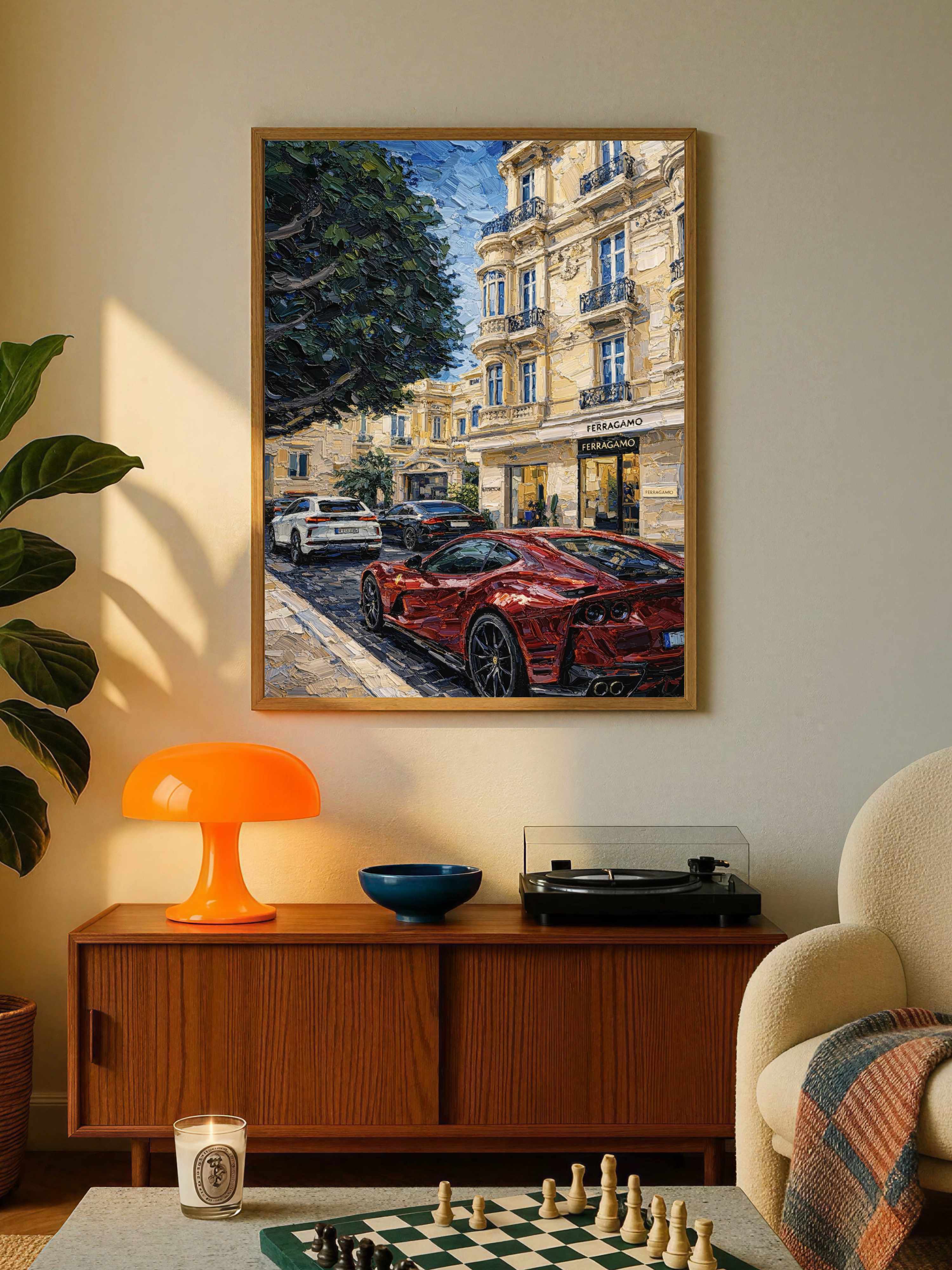 Red Supercar Luxury Street Poster