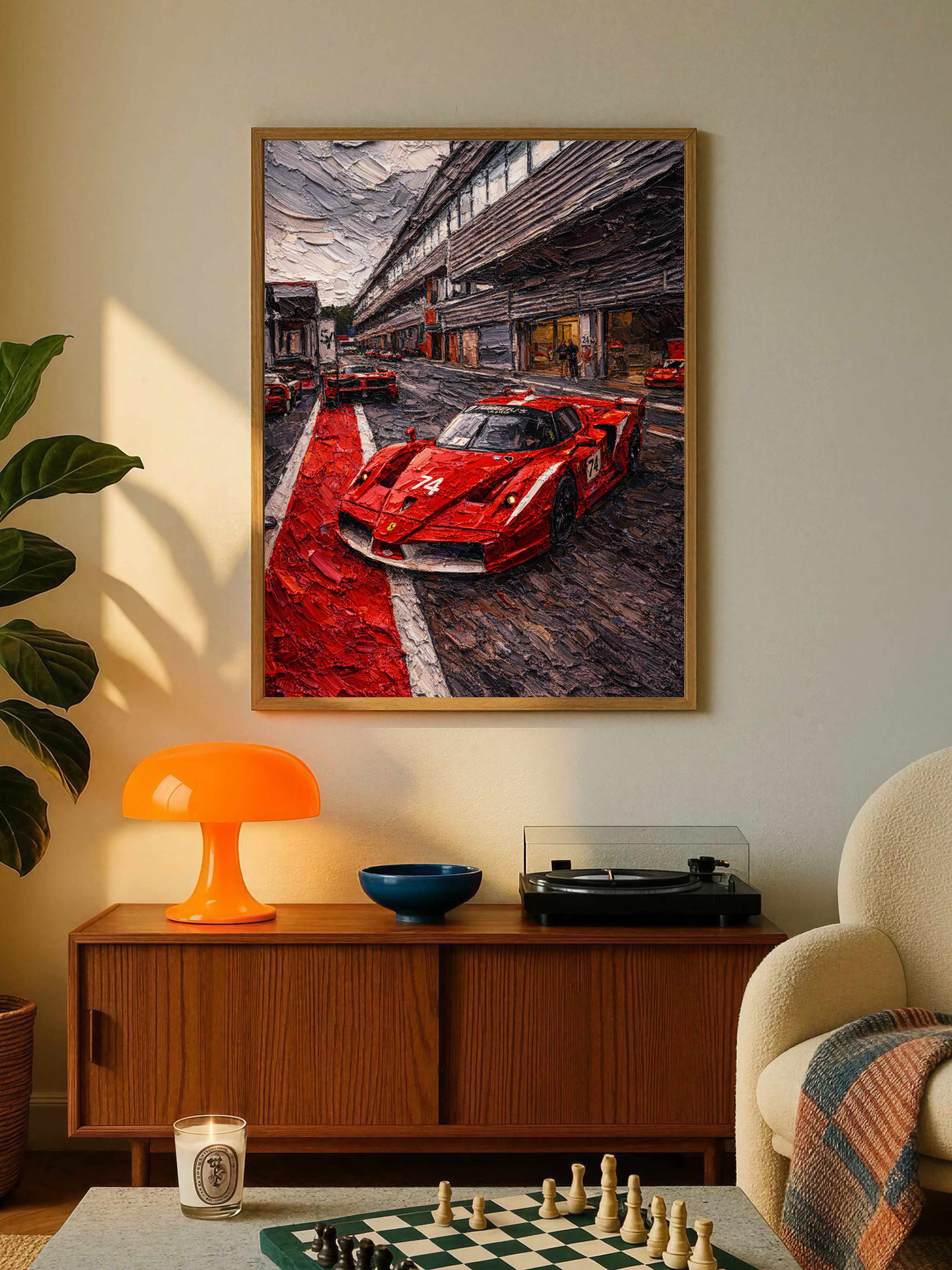 Torowe Czerwone Auto Plakat