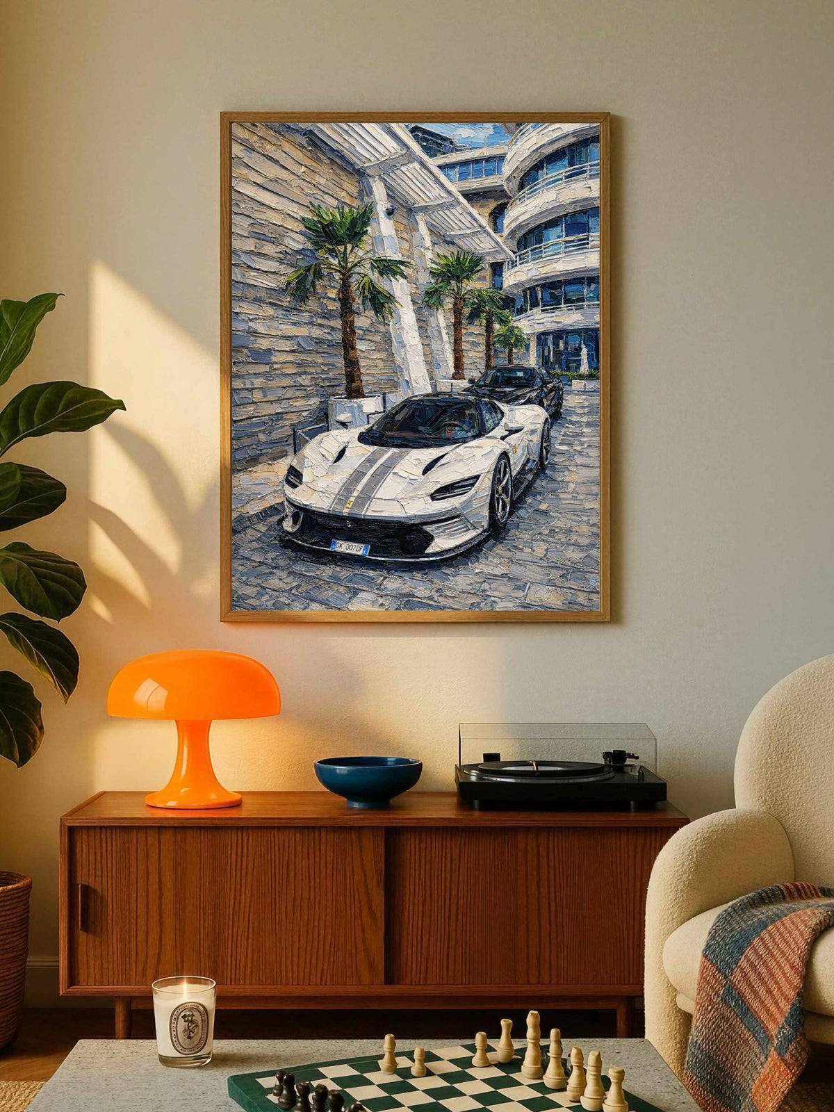 White Supercar Palms Poster
