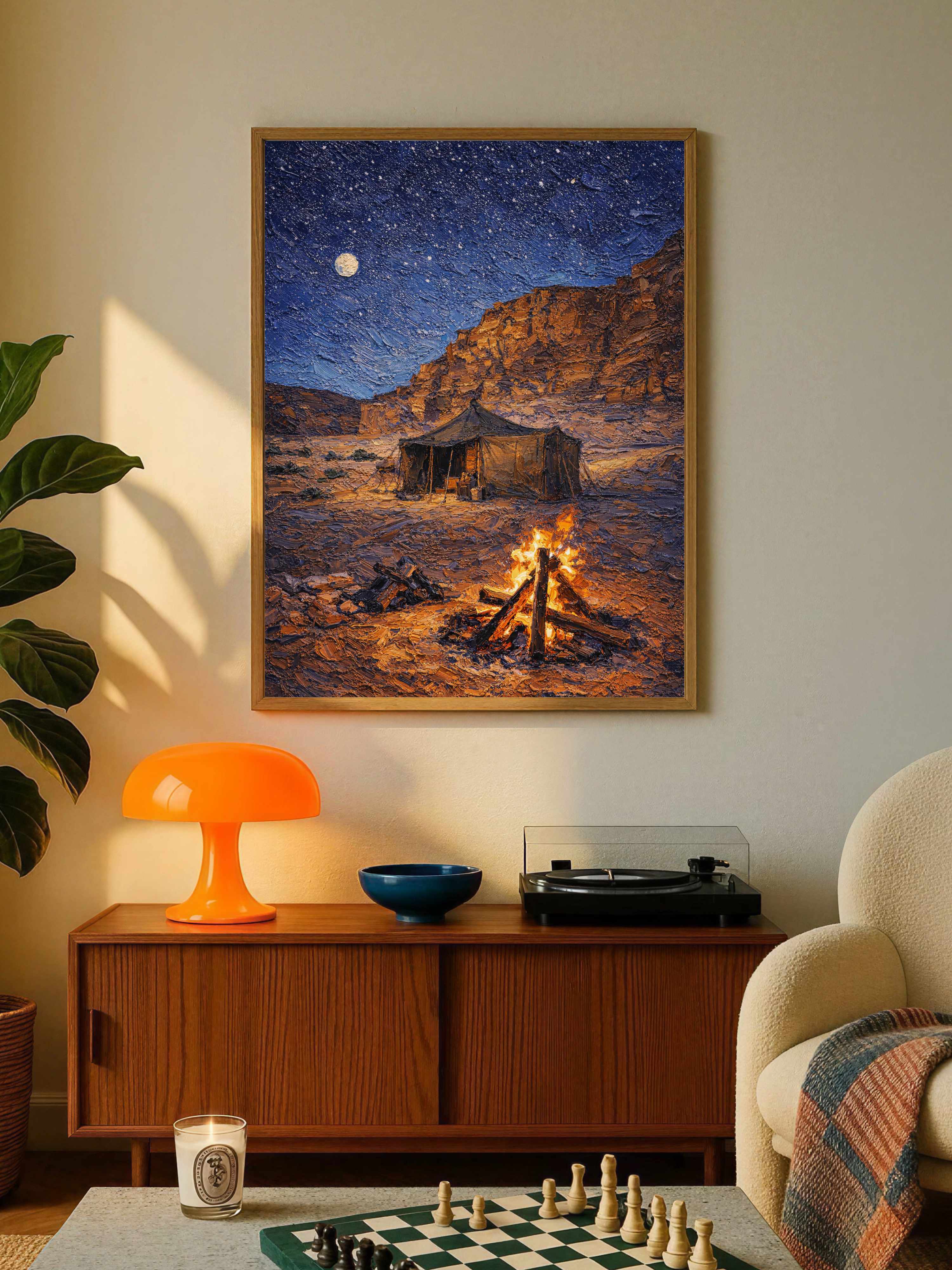 Nocne Ognisko na Pustyni Plakat