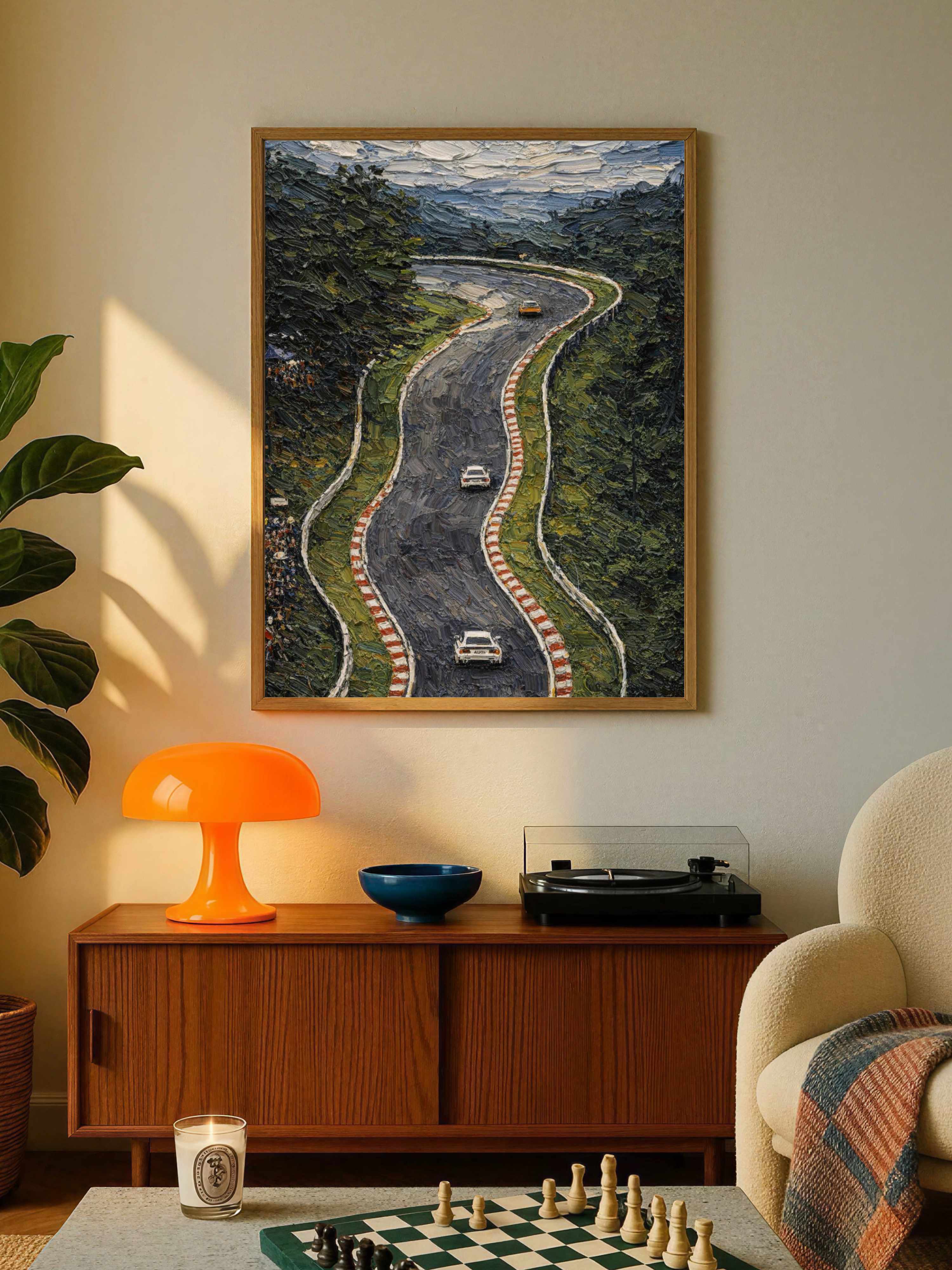 Racing Cars Winding Track Poster