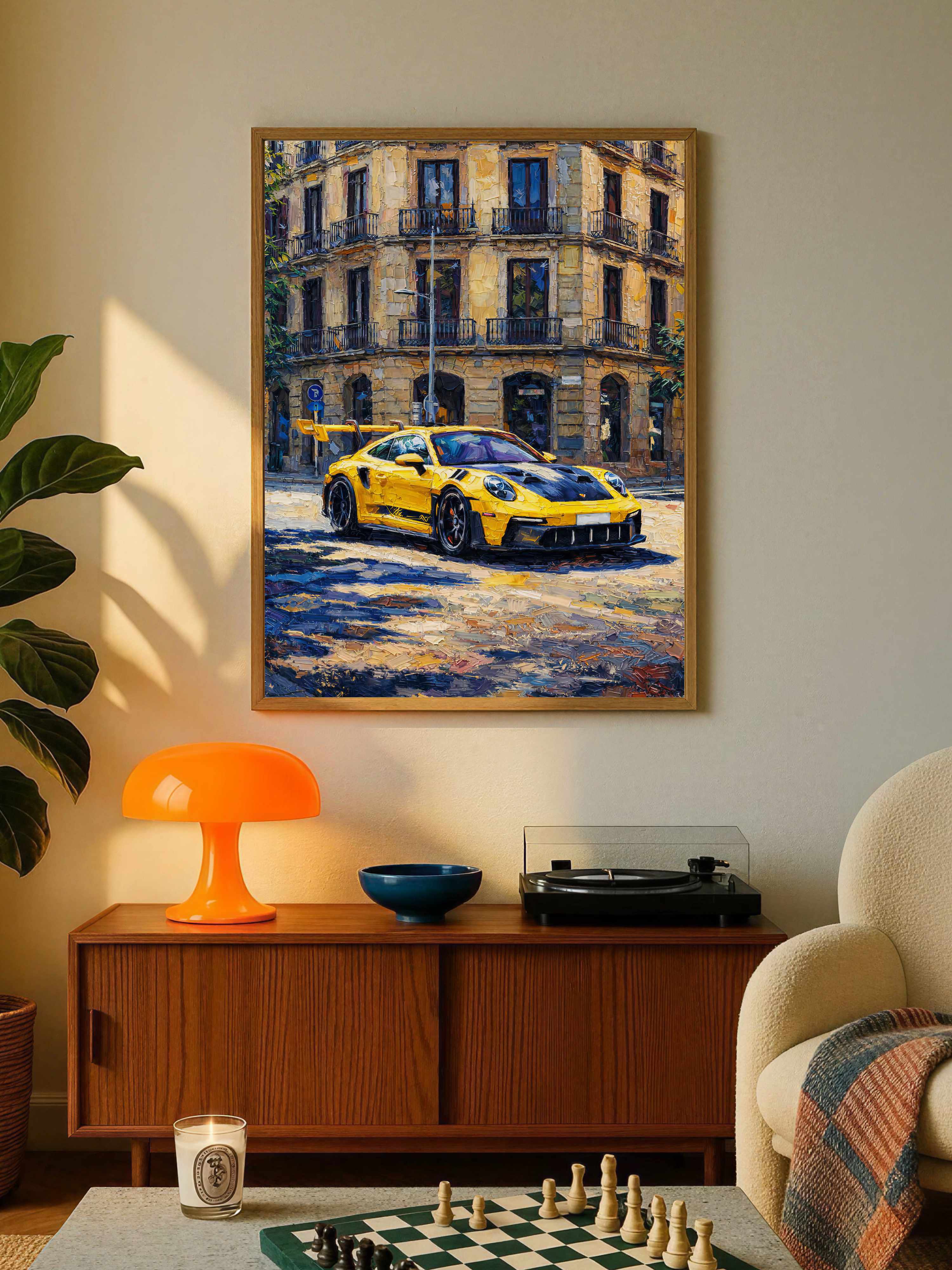 Plakat Żółte Porsche 911