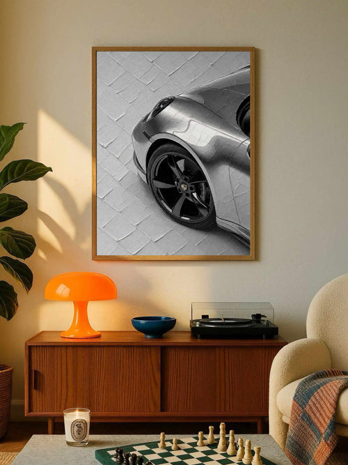 Silver Sports Car Close-Up Poster