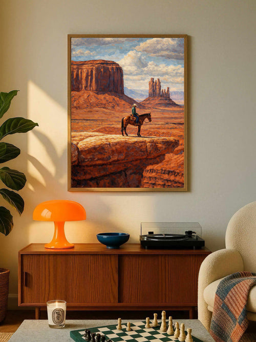 Cowboy in the desert Poster