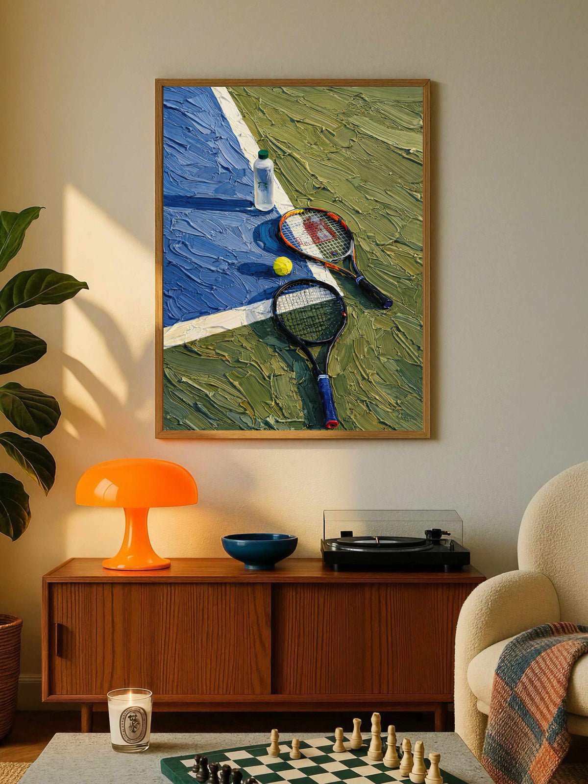 Tennis Court Rackets and Ball Poster