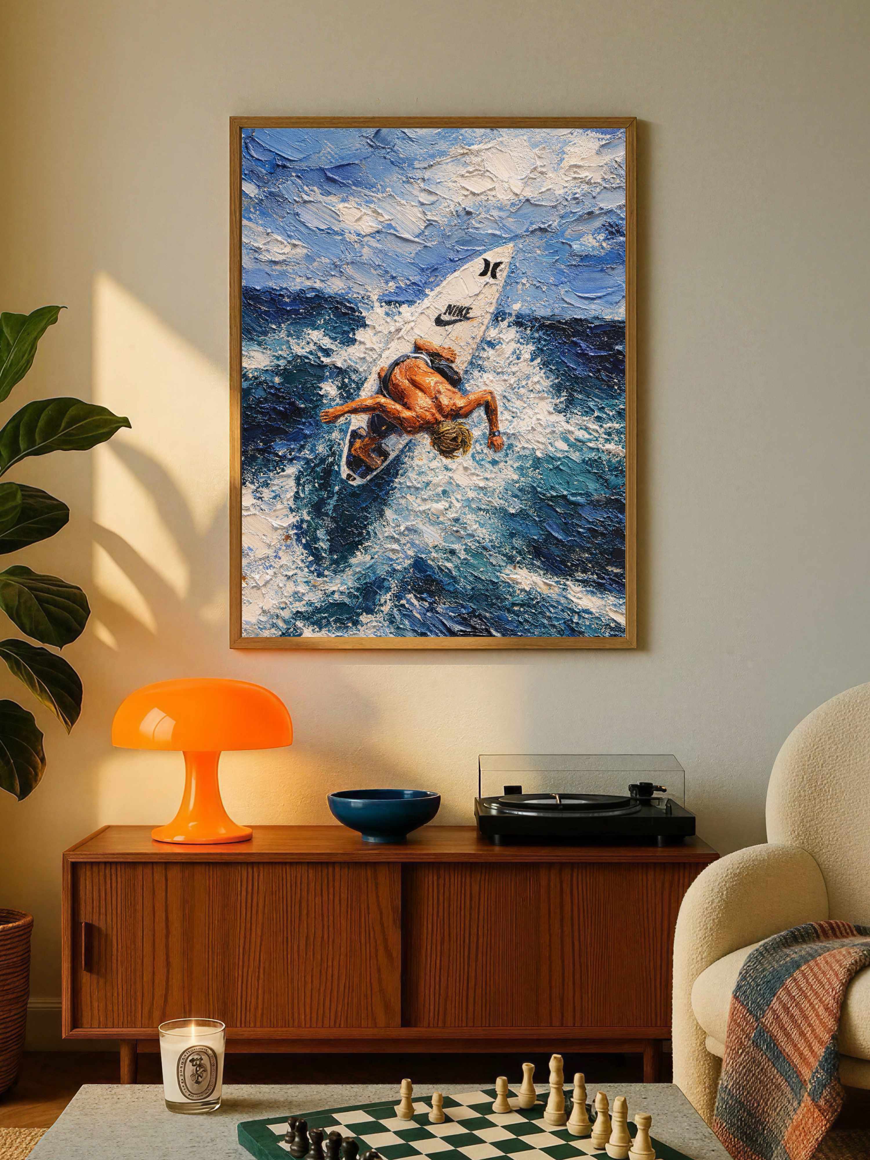 Surfer on Ocean Wave Poster
