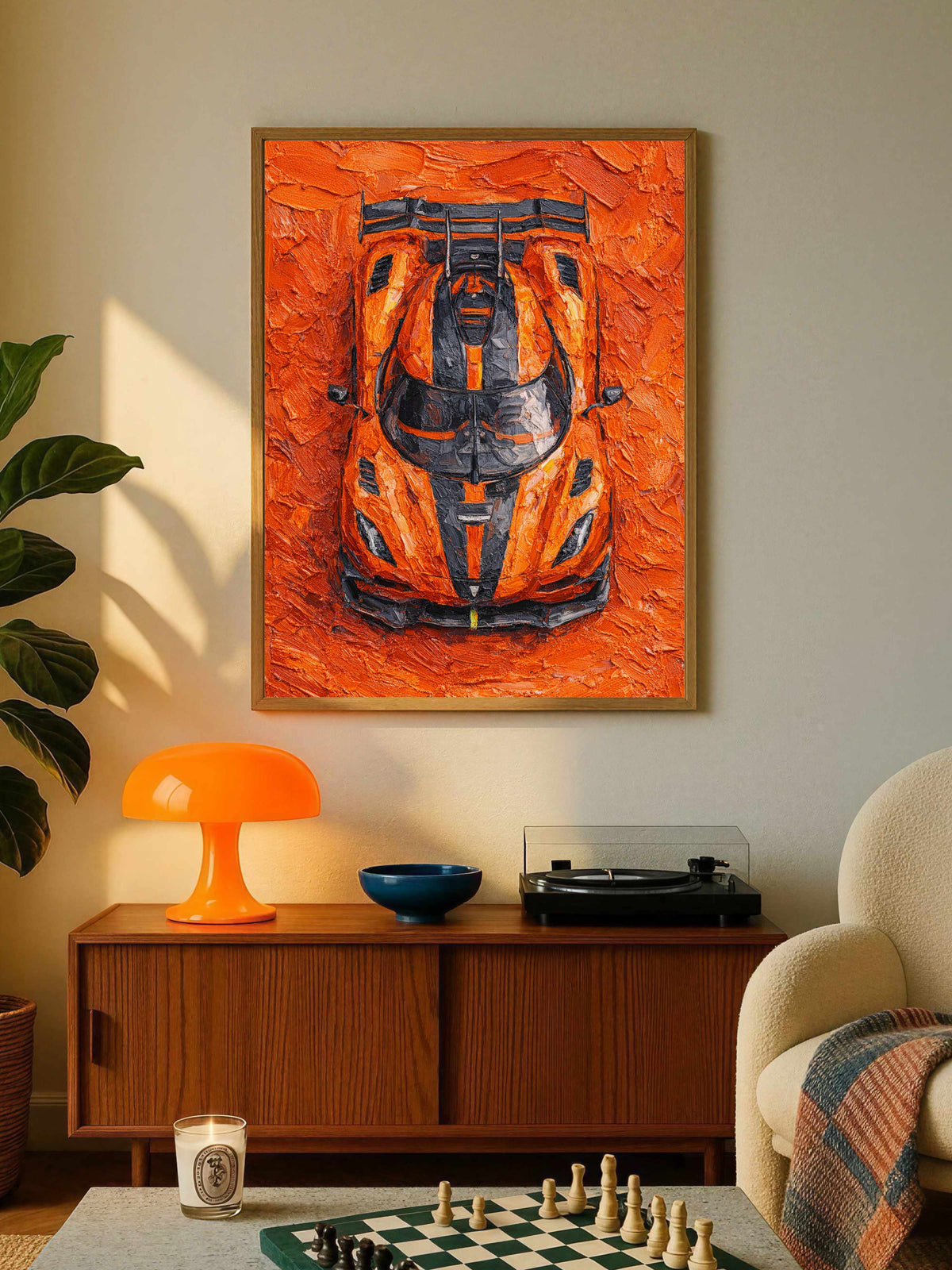 Orange Hypercar Top View Poster