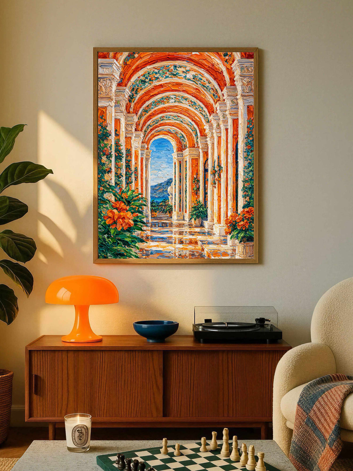 Italian Coastal Arcade Poster